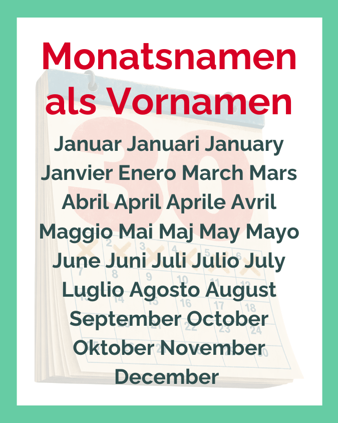 Monatsnamen als Vornamen