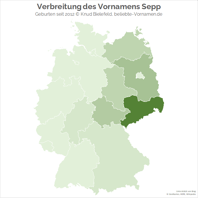 Verbreitung des Vornamens Sepp in Deutschland
